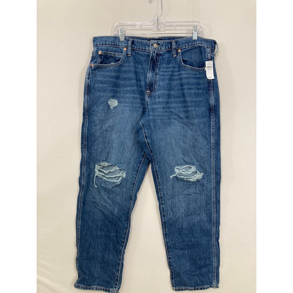 New GAP Mom Jeans size 18/34 Medium Wash Distressed High Rise‎ Denim